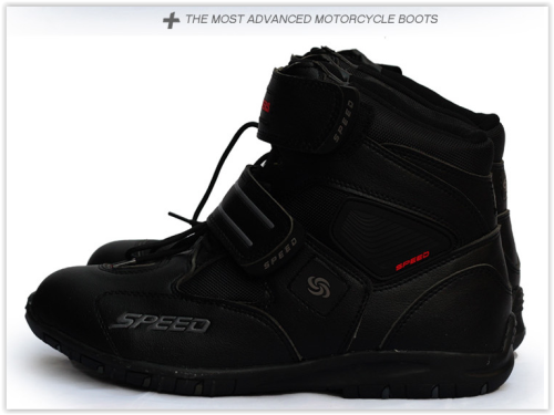 Motorcycle Shoes Men Boots Black White Red Crazy R639