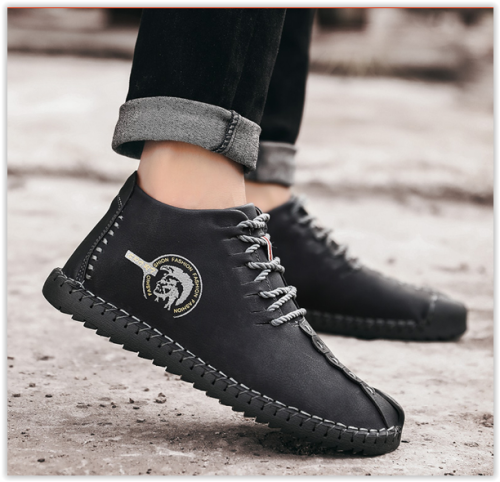 Men Genuine Leather  Gorgeus Winter Fur Boots Shoes Lace Up Breathable Soft Male Waterproof MAD R450