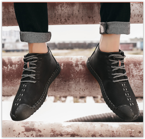 Men Genuine Leather  Gorgeus Winter Fur Boots Shoes Lace Up Breathable Soft Male Waterproof MAD R450