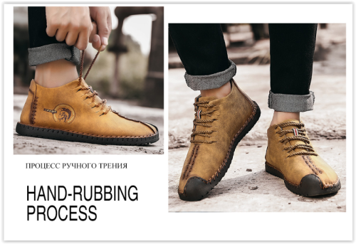 Men Genuine Leather  Gorgeus Winter Fur Boots Shoes Lace Up Breathable Soft Male Waterproof MAD R450