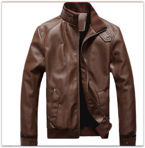 Men Cheap New 2018 Fahion  PU Leather  & Suede Male Biker Coat MAD R380