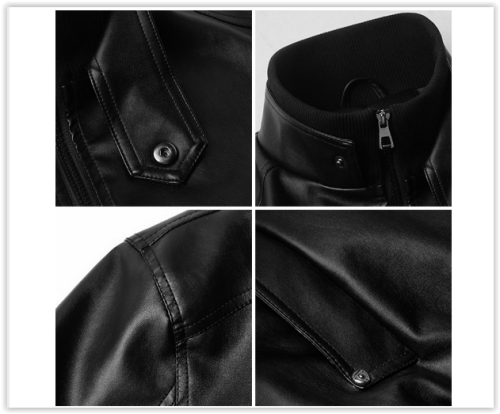 Men Cheap New 2018 Fahion  PU Leather  & Suede Male Biker Coat MAD R380