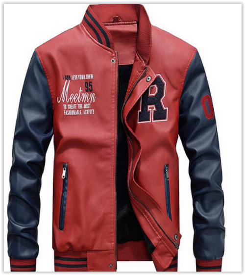 Men PU Leather Faux Baseball Jacket Male Slim Fit Zipper Casual College Coats High Quallity MAD R699