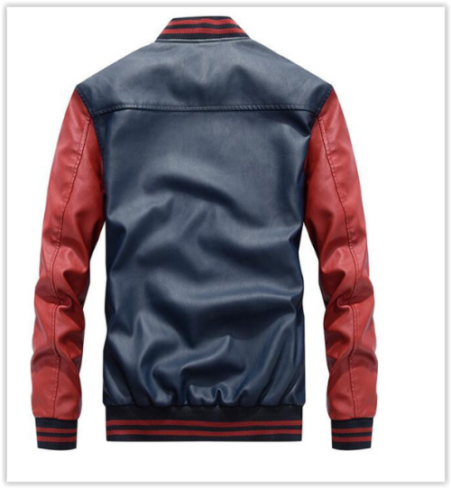 Men PU Leather Faux Baseball Jacket Male Slim Fit Zipper Casual College Coats High Quallity MAD R699