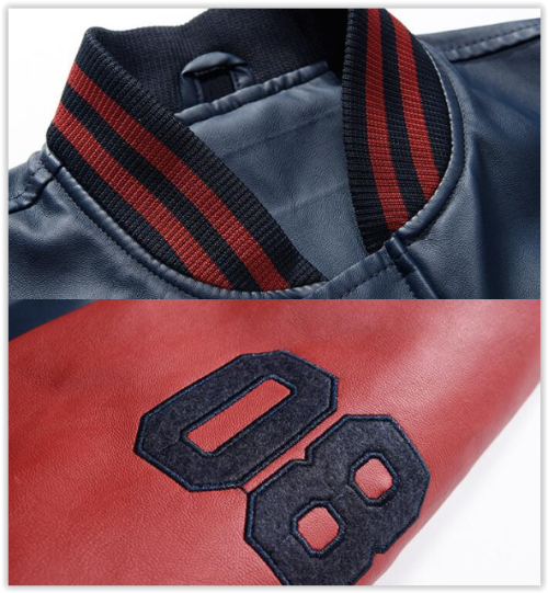 Men PU Leather Faux Baseball Jacket Male Slim Fit Zipper Casual College Coats High Quallity MAD R699