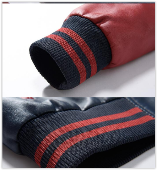 Men PU Leather Faux Baseball Jacket Male Slim Fit Zipper Casual College Coats High Quallity MAD R699