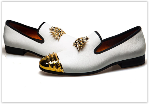 Big Sizes Men Genuine Leather and Horsehair Animal Print Men Dress Shoes, Round Toe Shoes MAD R849