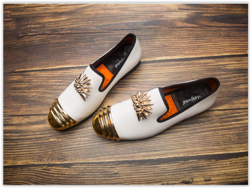 Big Sizes Men Genuine Leather and Horsehair Animal Print Men Dress Shoes, Round Toe Shoes MAD R849