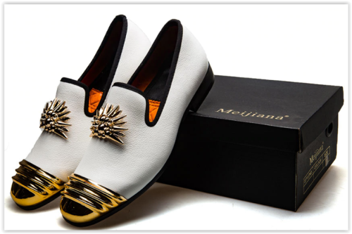 Big Sizes Men Genuine Leather and Horsehair Animal Print Men Dress Shoes, Round Toe Shoes MAD R849