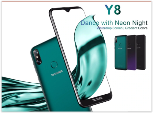 DOOGEE Y8 Smartphone 3GBRAM 16GBROM Android 9.0 6.1inch 19:9 Waterdrop LTPS Screen 3400mAh