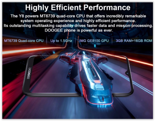 DOOGEE Y8 Smartphone 3GBRAM 16GBROM Android 9.0 6.1inch 19:9 Waterdrop LTPS Screen 3400mAh