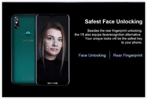 DOOGEE Y8 Smartphone 3GBRAM 16GBROM Android 9.0 6.1inch 19:9 Waterdrop LTPS Screen 3400mAh