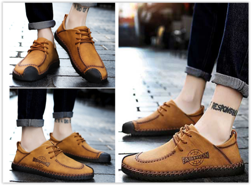 Limited Time Offer Men Genuine Leather Shoes Breathable Lace Up Business Fashion Male Flats MAD R400