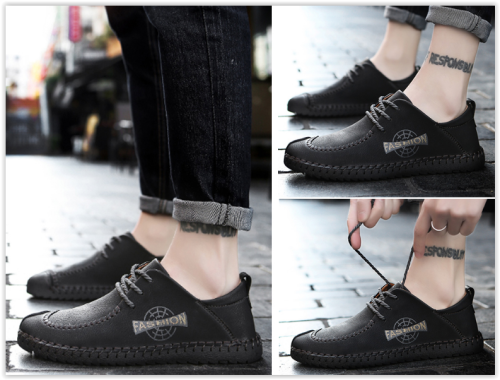 Limited Time Offer Men Genuine Leather Shoes Breathable Lace Up Business Fashion Male Flats MAD R400