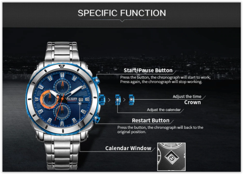 MEGIR Chronograph Quartz Men Watch Luxury Brand Stainless Steel Business Wrist Watches Men  MAD R450