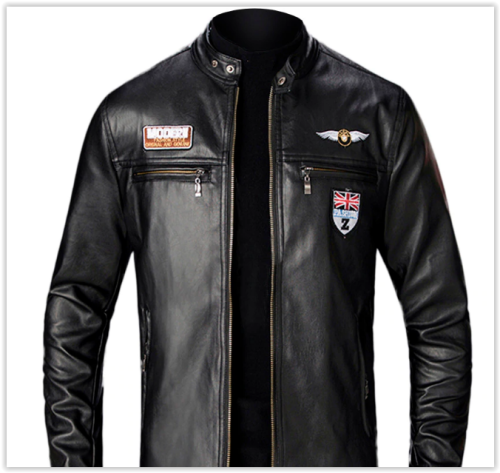 Men Faux Leather Jacket Winter Autumn Motorcycle Black MAD R599