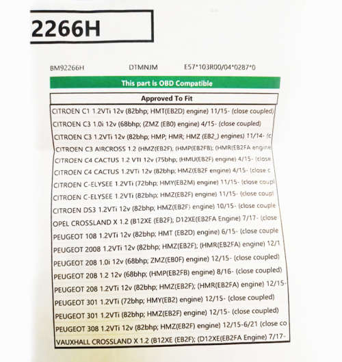 Catalytic Converter for PEUGEOT_OPEL_CITROEN