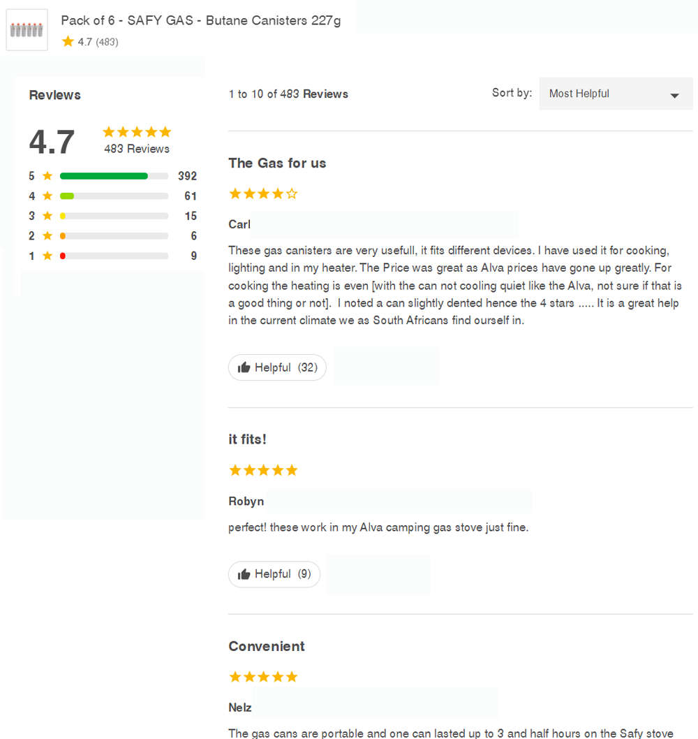 SAFY GAS - Butane Canisters 227g - Pack of 6