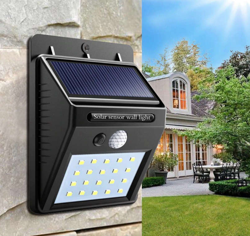 Solar Powered Wall LED Lights with Sensor - 6 Pack