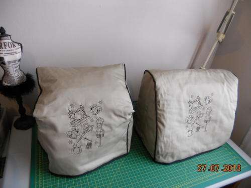 2x DUST COVER FOR: 1x SEWING MACHINE & 1x OVERLOCKER