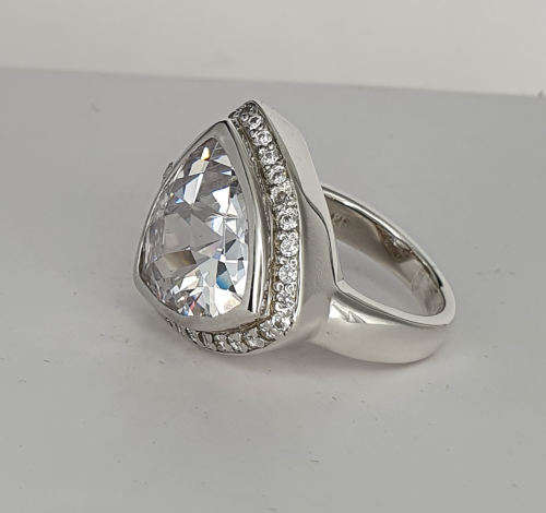 Large silver CZ ring