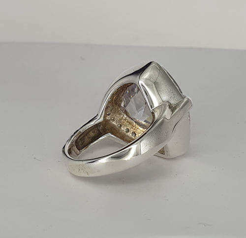 Large silver CZ ring