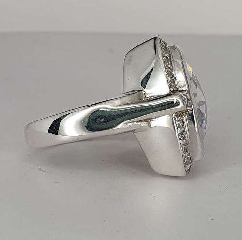 Large silver CZ ring