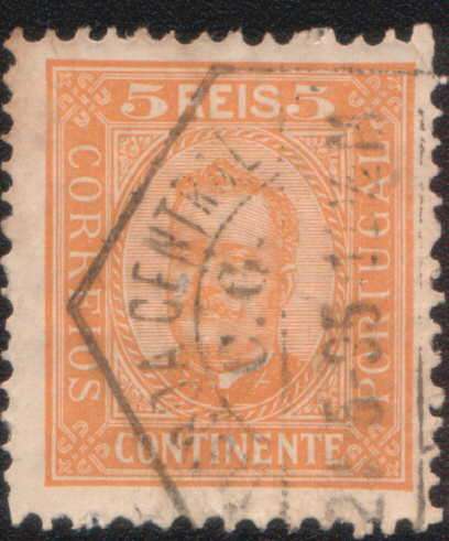 Portugal - 1892 King Carlos - 5r orange.  Used.  As description images.
