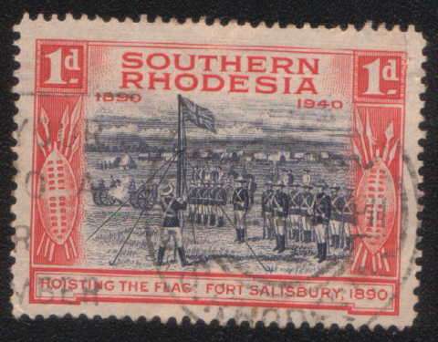 Southern Rhodesia - 1940 - 1d blue and red.  Used.  As description images.