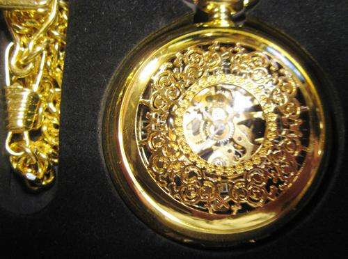 Gold Plated Steel Hollow Pocket Watch