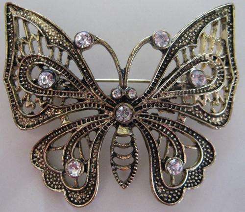 CRYSTAL BUTTERFLY BROOCH