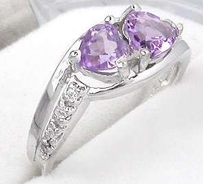 ***Lovely!*** Natural Amethyst White Gold Ring