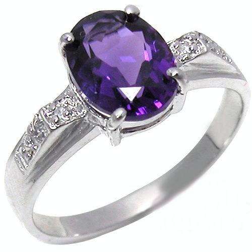 ***Elegant!*** Natural Amethyst White Gold Ring