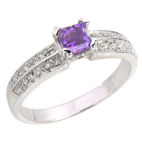 ***Chic!*** Natural Amethyst White Gold Ring