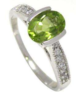 ***Elegant!*** Natural Peridot White Gold Ring