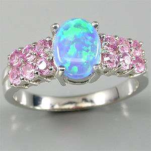 SHINY TOP MULTI COLOURS PLAY EFFECT OPAL 925 SILVER RING