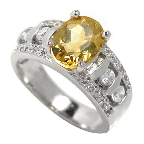***Sparkling!*** Genuine Citrine 9K White Gold Ring