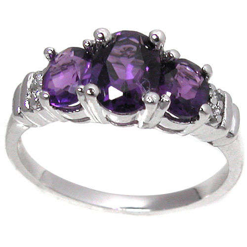 ***Stunning!*** Genuine Amethyst 9K White Gold Ring