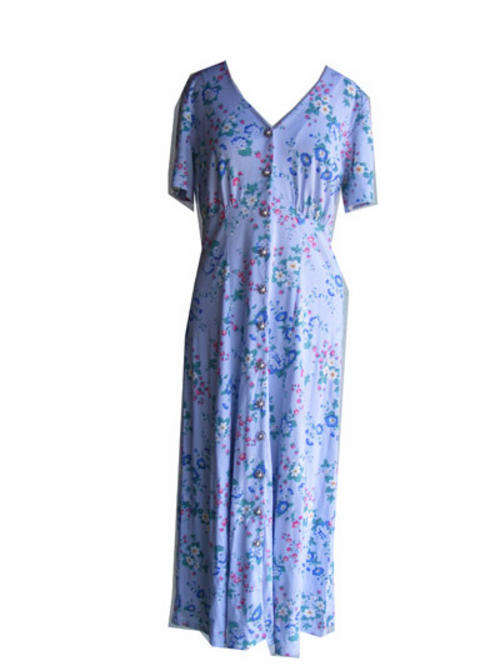 Vintage Blue Floral Maxi Dress