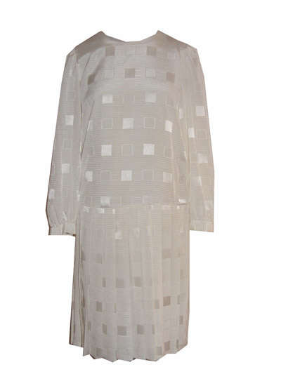 Vintage Cream Squares Satin dress