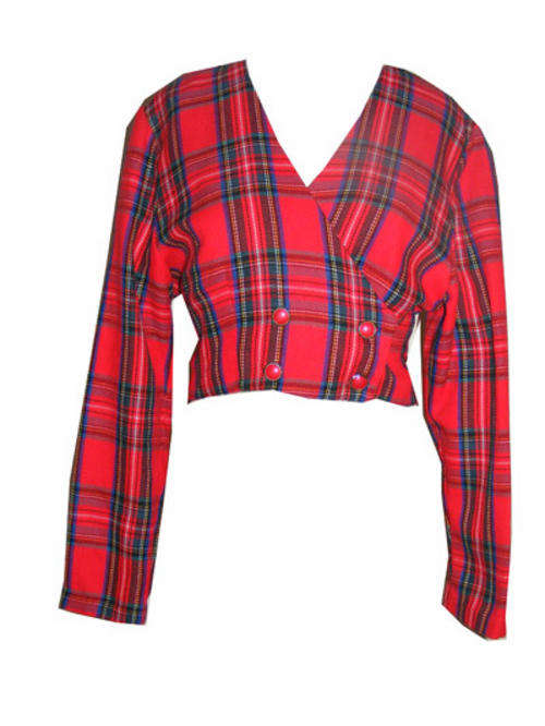 Vintage Red Check Cropped Jacket