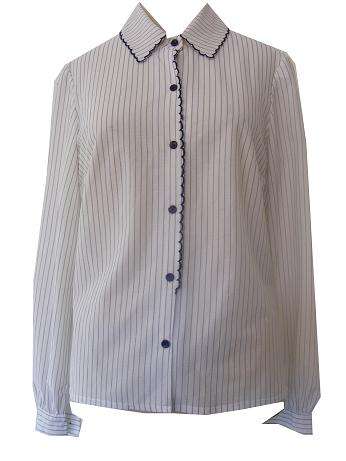 Vintage Pin Stripe & Piping Blouse