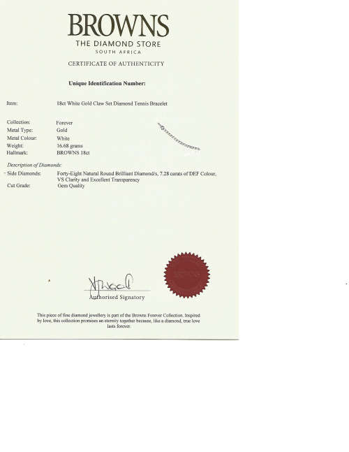 7.28 Carats DEF Colour (VS Clarity) in 18 CT White Gold Tennis Bracelet