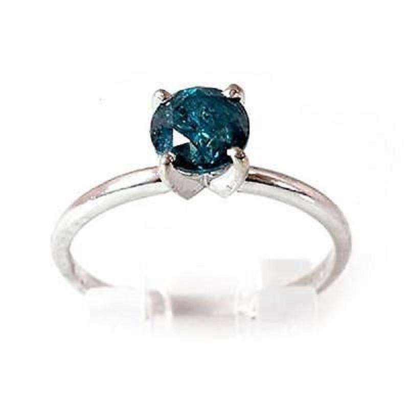 Real Natural 060Ct Certified Round Cut Solitaire Blue Diamond Ring 10k White Gold at WholesalePrice