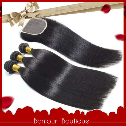 Peruvian Hair, 300g virgin hair silky straight with a closure
