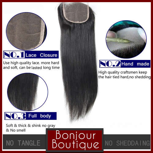 Lace Closure, Indian Straight 12"-22"