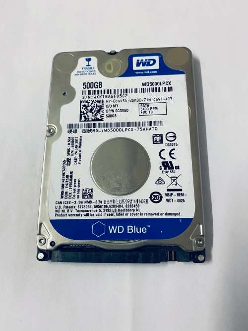 Western Digital Blue 500GB HDD | 2.5 SATA 16MB | 5400RPM