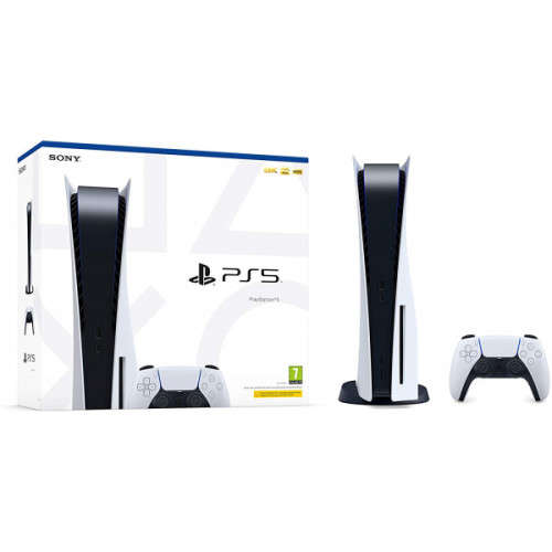 Sony PlayStation 5 - Console with Ultra HD Blu-ray Optical Drive - 825GB SSD - Glacier White (PS5)
