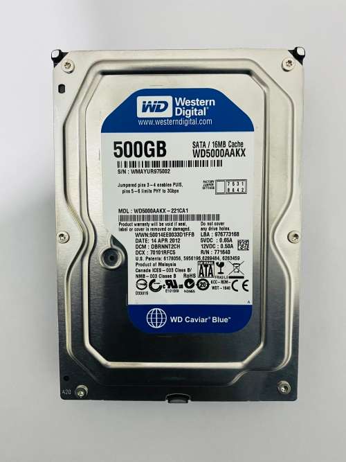 **100% Health**WD Blue 500GB Desktop Hard Disk Drive - 7200 RPM SATA 6 Gb/s 16MB Cache 3.5 Inch