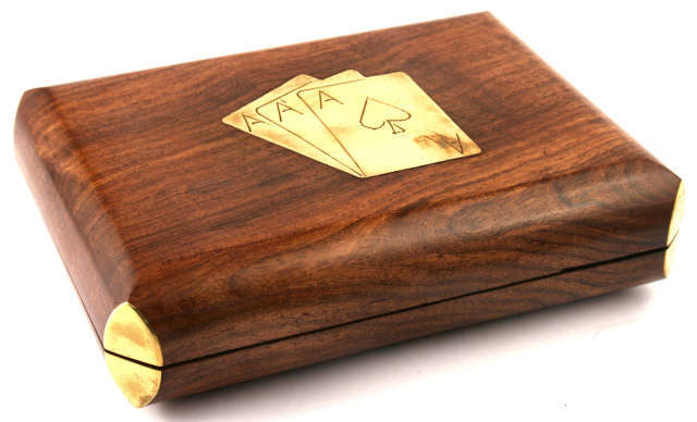 Wood and Metal inlay Card Box